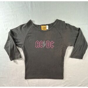 Rockwear AC/DC‎ 3/4 Sleeve Cropped Fitted Black T-shirt Women's Large